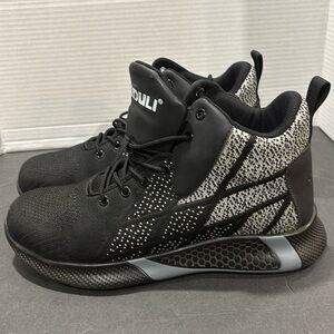 Cliduli Sz 7.5 Men/ Unisex Steel Toe High Top Work. High Too shoes gray/ Blk